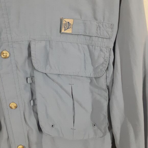 Reel Legends Adult Mens M Blue Vented Lond Sleeve Fishing Shirt Outdoor Camp - Picture 2 of 10